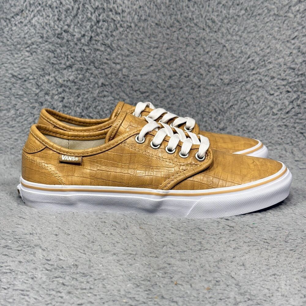 Vans Camden Deluxe Womens Size 7.5 Sneakers Shoes Camel Tan Faux Crocodile‎ Skin